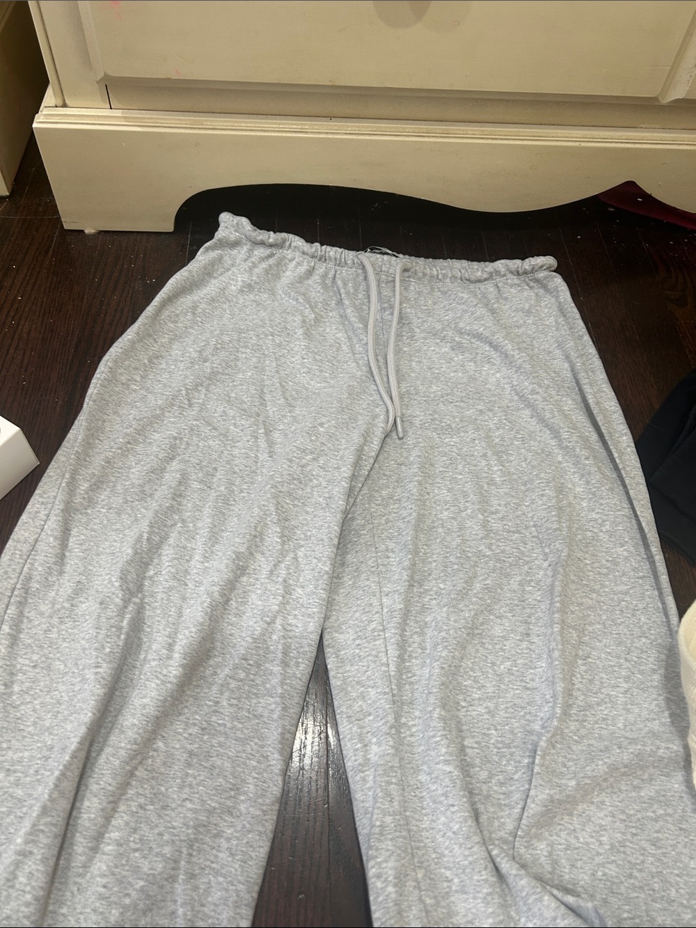 Aritzia Wide Leg Drawstring Pants in Light Gray